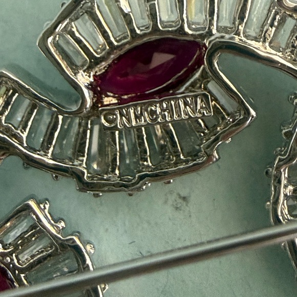 Nolan Miller Silver Brooch with Red Accents - Picture 4 of 4